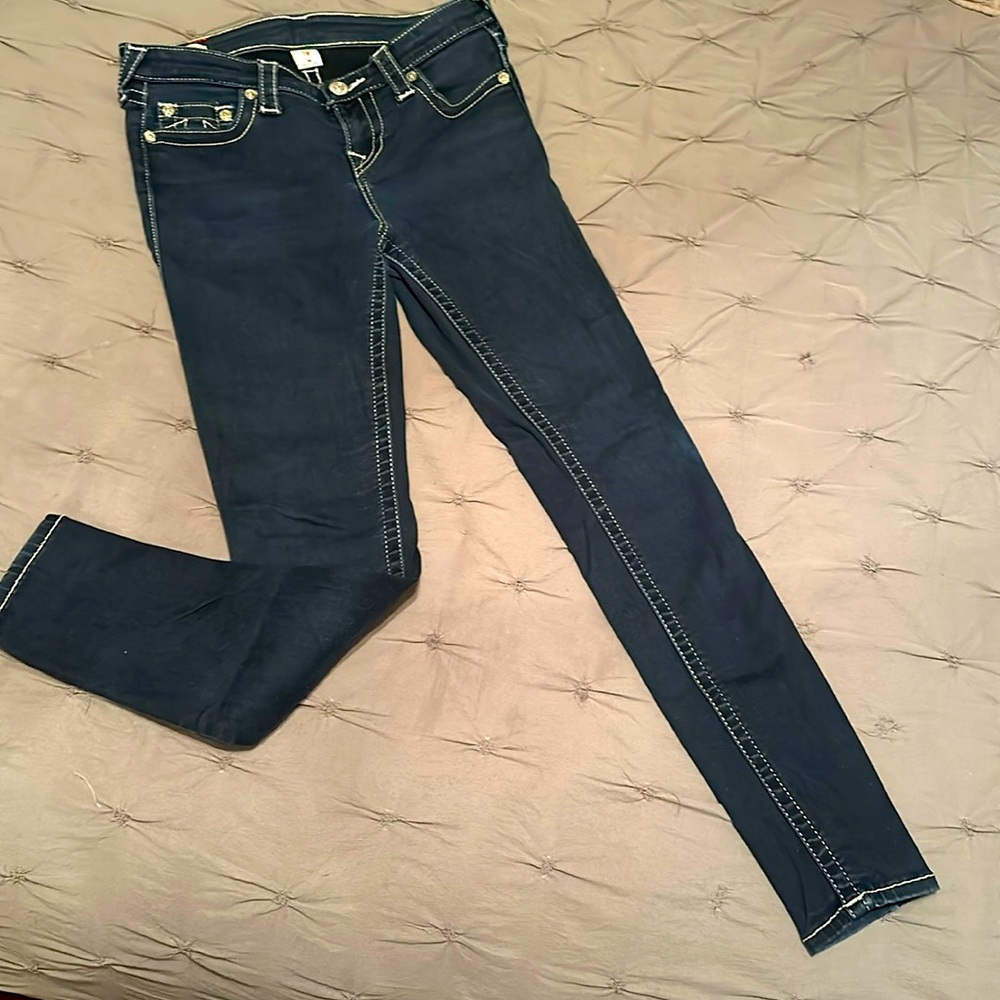 True Religion Dark Blue Jeans. Size 29. Halle Mid-Rise Super Skinny. - Picture 1 of 4
